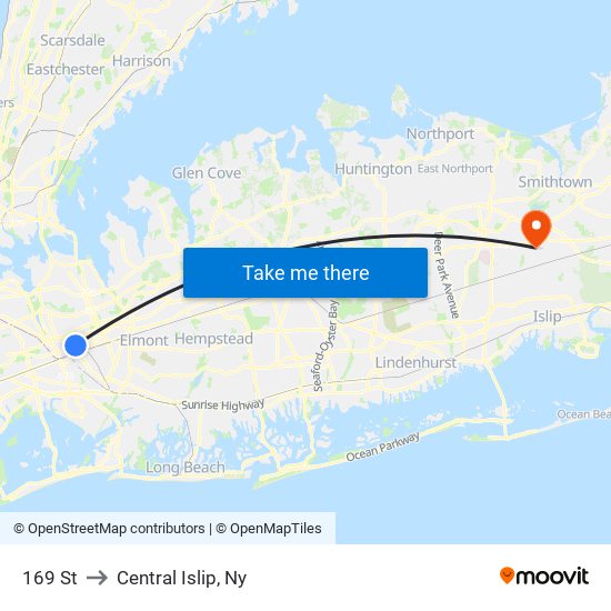 169 St to Central Islip, Ny map