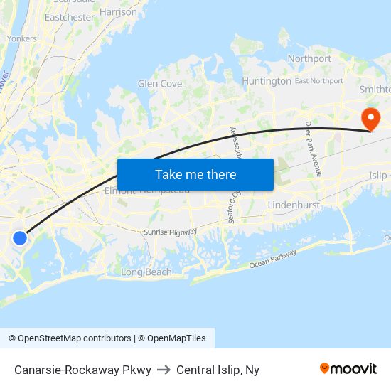 Canarsie-Rockaway Pkwy to Central Islip, Ny map