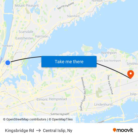 Kingsbridge Rd to Central Islip, Ny map