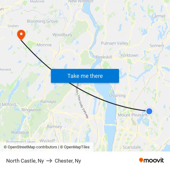 North Castle, Ny to Chester, Ny map