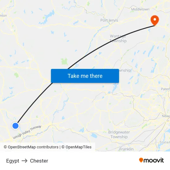 Egypt to Chester map