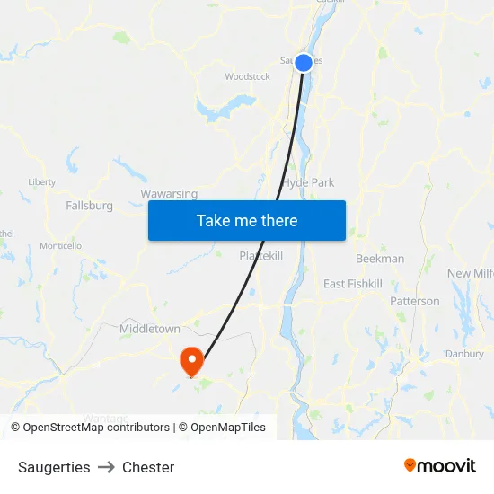 Saugerties to Chester map
