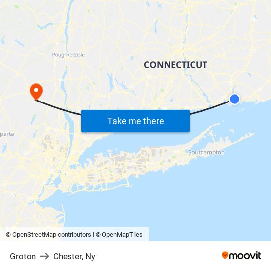 Groton to Chester, Ny map