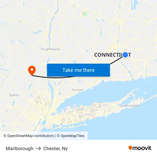 Marlborough to Chester, Ny map