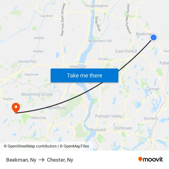 Beekman, Ny to Chester, Ny map