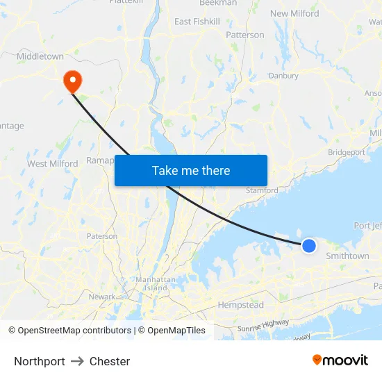 Northport to Chester map