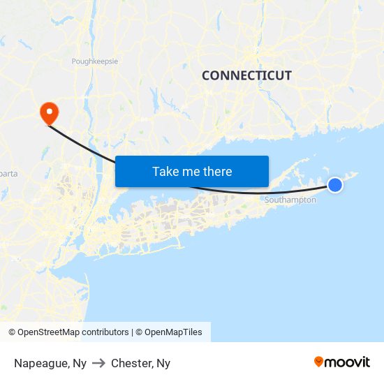 Napeague, Ny to Chester, Ny map