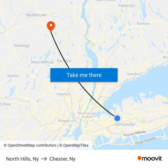 North Hills, Ny to Chester, Ny map