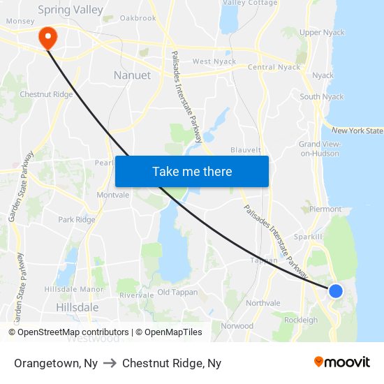 Orangetown, Ny to Chestnut Ridge, Ny map