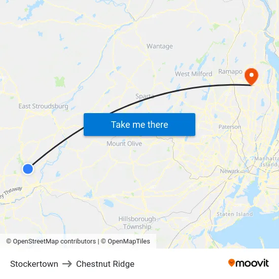 Stockertown to Chestnut Ridge map