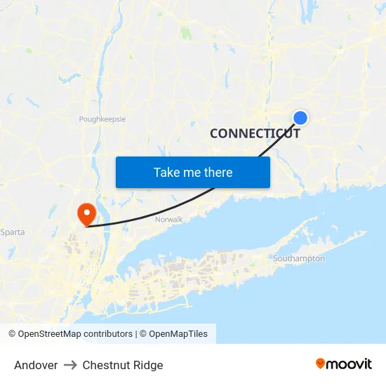 Andover to Chestnut Ridge map