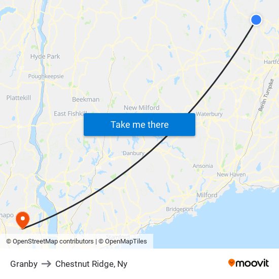 Granby to Chestnut Ridge, Ny map