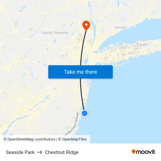 Seaside Park to Chestnut Ridge map