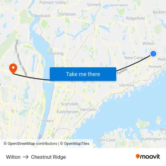 Wilton to Chestnut Ridge map