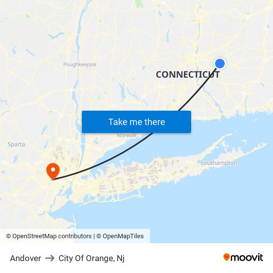 Andover to City Of Orange, Nj map