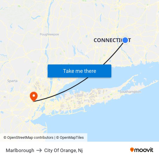 Marlborough to City Of Orange, Nj map