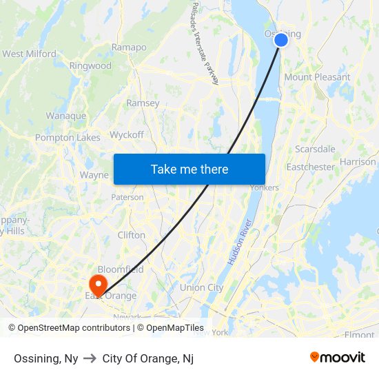 Ossining, Ny to City Of Orange, Nj with public transportation