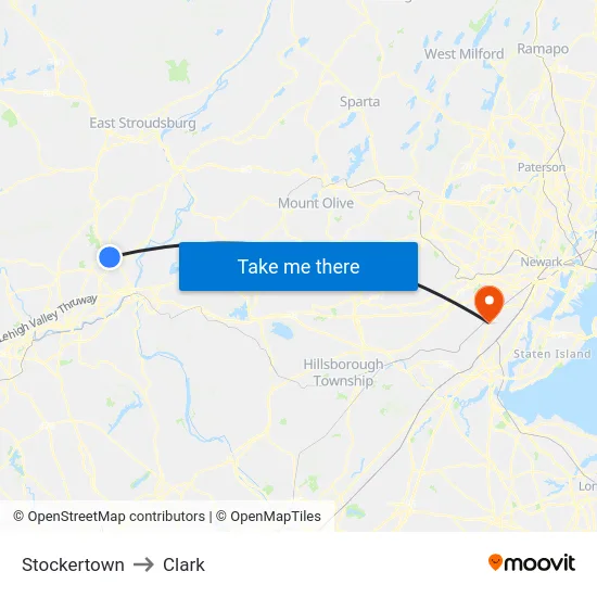 Stockertown to Clark map