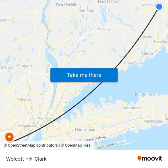 Wolcott to Clark map