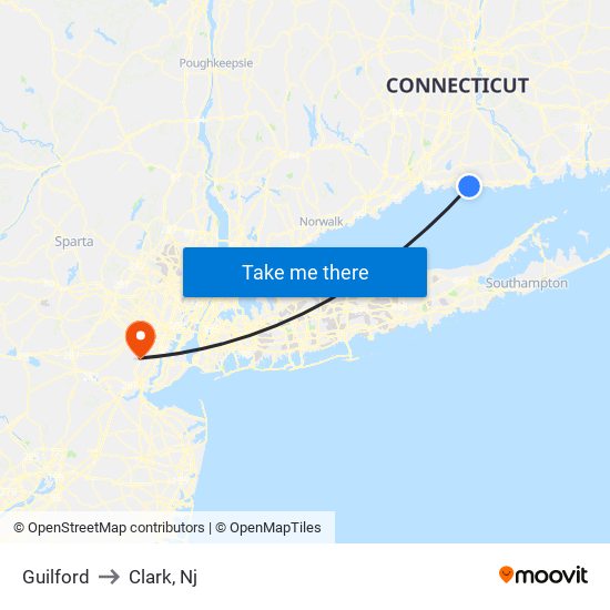 Guilford to Clark, Nj map