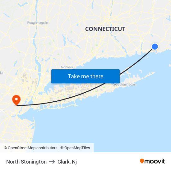 North Stonington to Clark, Nj map