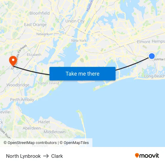North Lynbrook to Clark map