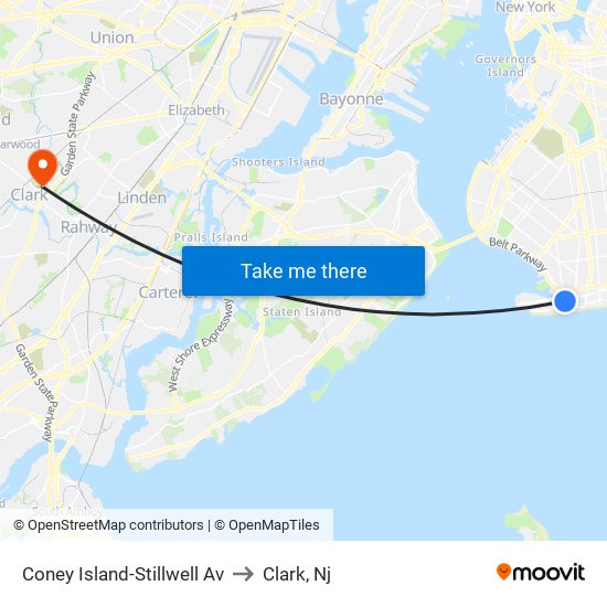 Coney Island-Stillwell Av to Clark, Nj map