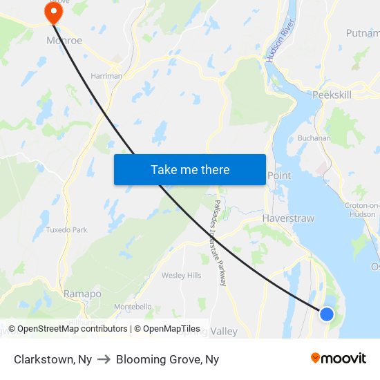 Clarkstown, Ny to Blooming Grove, Ny map