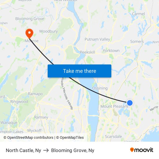 North Castle, Ny to Blooming Grove, Ny map