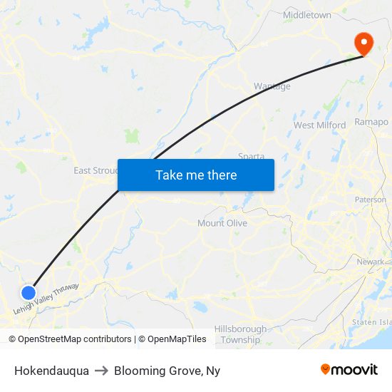 Hokendauqua to Blooming Grove, Ny map