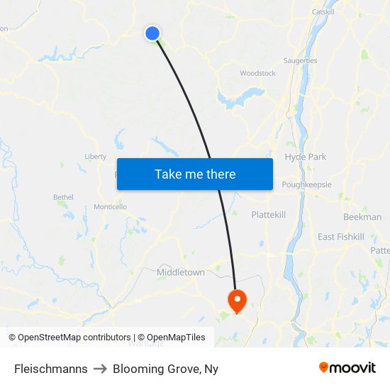 Fleischmanns to Blooming Grove, Ny map