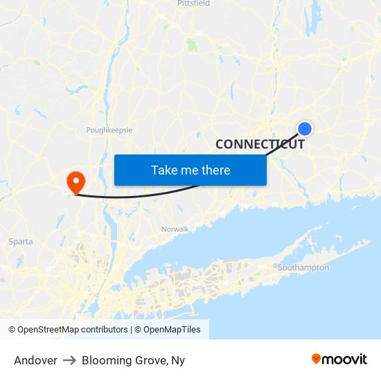 Andover to Blooming Grove, Ny map