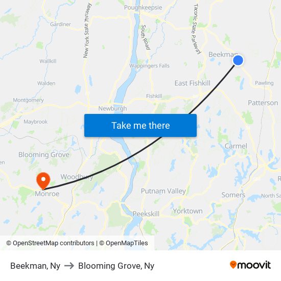 Beekman, Ny to Blooming Grove, Ny map