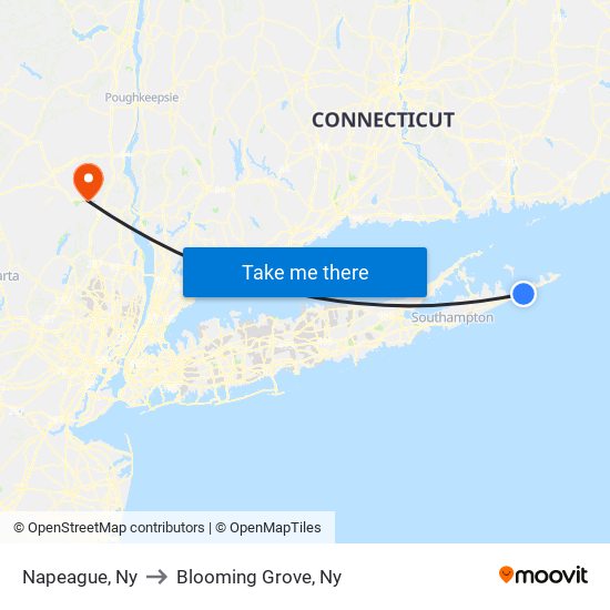 Napeague, Ny to Blooming Grove, Ny map