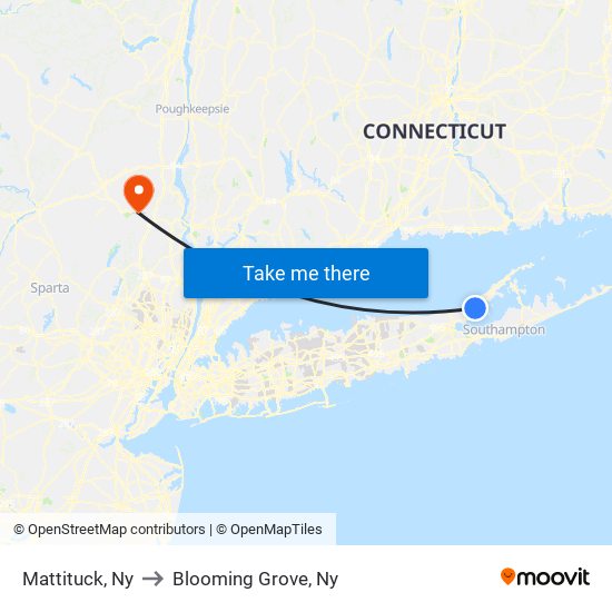 Mattituck, Ny to Blooming Grove, Ny map