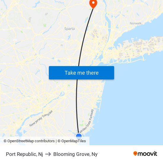 Port Republic, Nj to Blooming Grove, Ny map