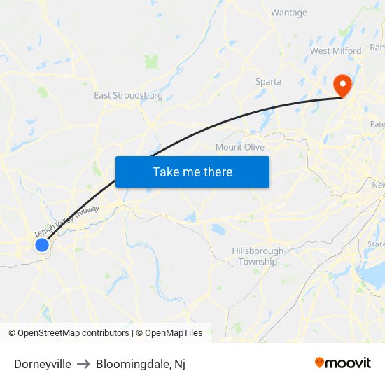 Dorneyville to Bloomingdale, Nj map