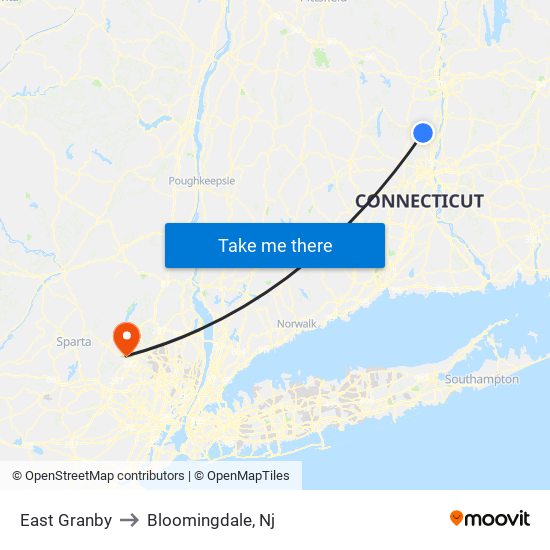 East Granby to Bloomingdale, Nj map