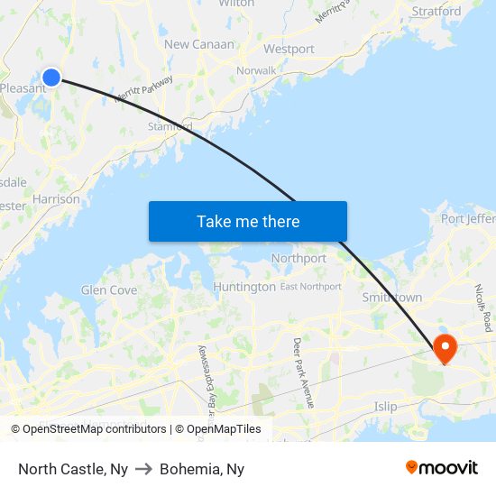 North Castle, Ny to Bohemia, Ny map
