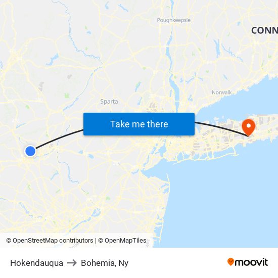 Hokendauqua to Bohemia, Ny map