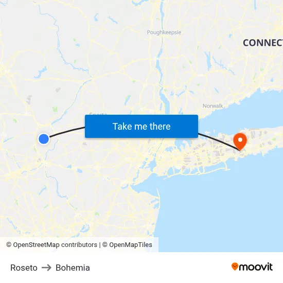 Roseto to Bohemia map