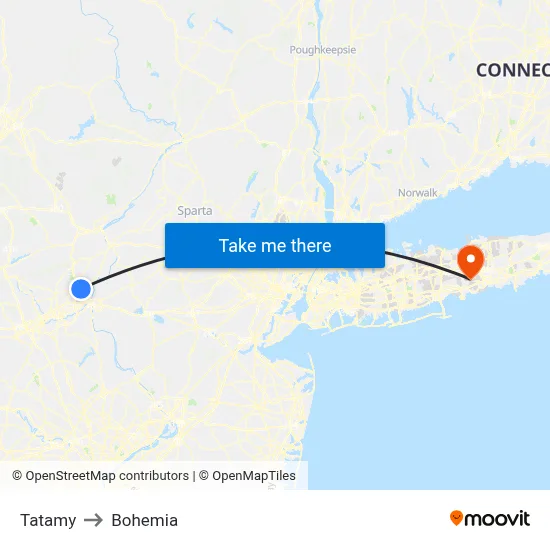 Tatamy to Bohemia map