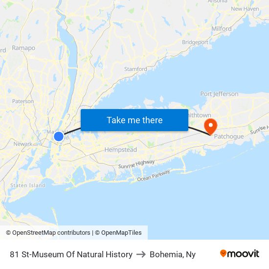 81 St-Museum Of Natural History to Bohemia, Ny map