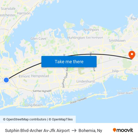 Sutphin Blvd-Archer Av-Jfk Airport to Bohemia, Ny map