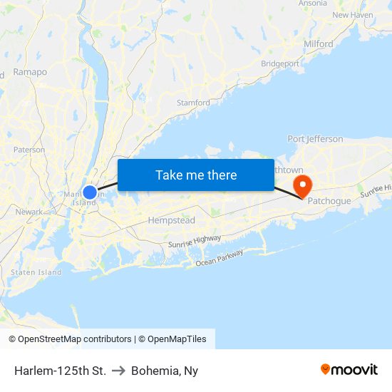 Harlem-125th St. to Bohemia, Ny map