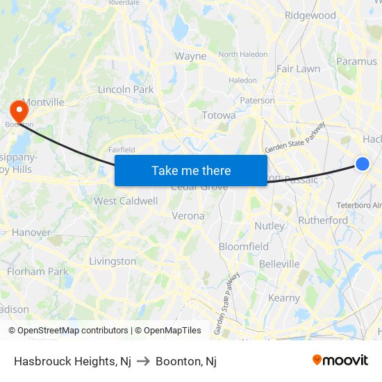 Hasbrouck Heights, Nj to Boonton, Nj map