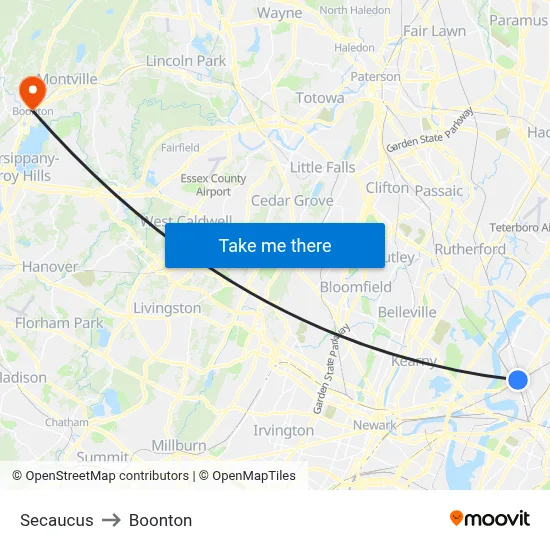 Secaucus to Boonton map