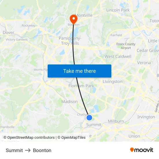 Summit to Boonton map