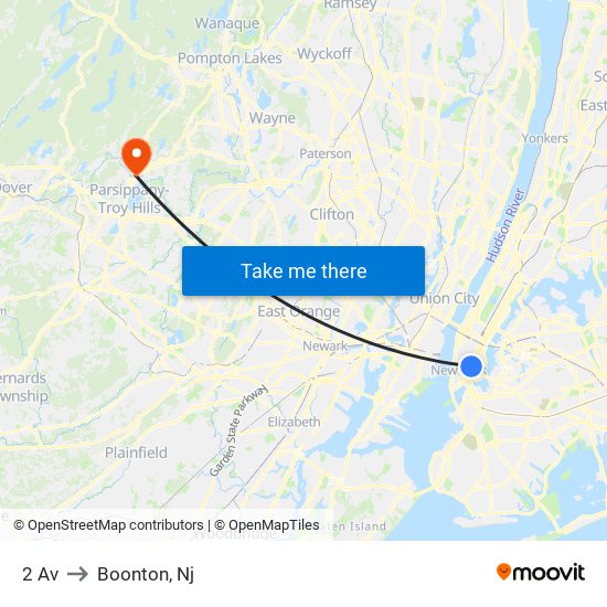 2 Av to Boonton, Nj map