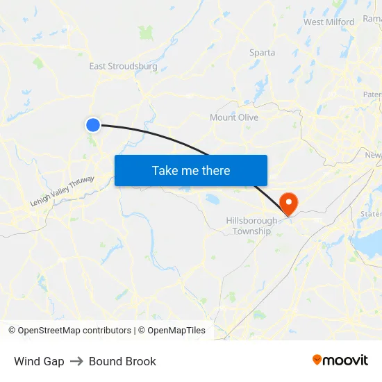 Wind Gap to Bound Brook map